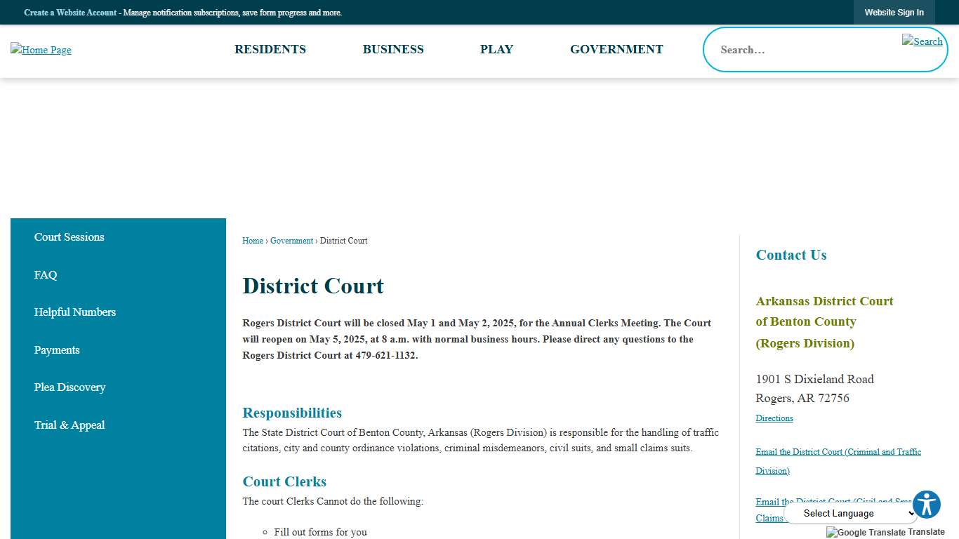 District Court | Rogers, AR - Official Website